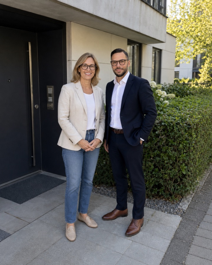 Zufriedene Angestellte Lena mit Hakan Alan